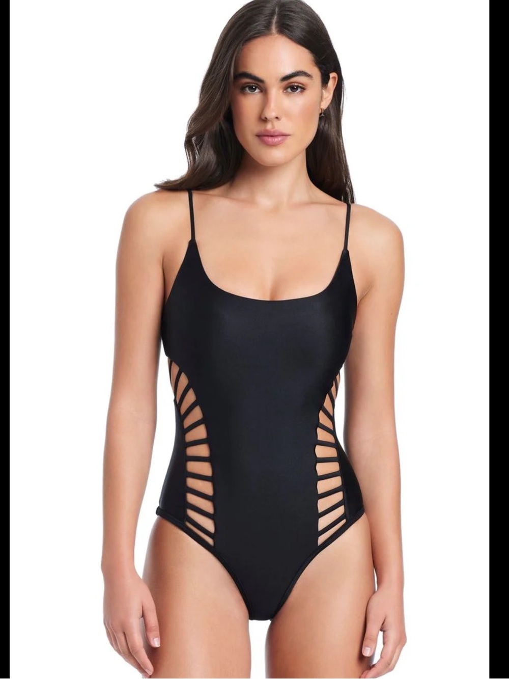 THE SHINE SOLIDS CROSS CUT OUT MAILLOT ONE-PIECE SWIMSUI